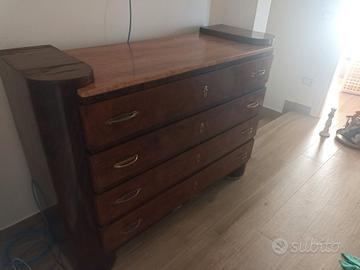 mobile cassettiera in legno con marmo anni 40