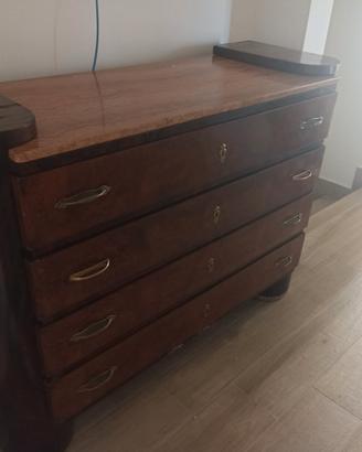 mobile cassettiera in legno con marmo anni 40
