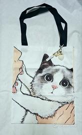 Borsa in tessuto con portachiavi Love