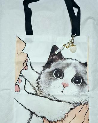 Borsa in tessuto con portachiavi Love