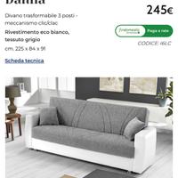 Divano 3 posti diventa letto 1 piazza e 1/2