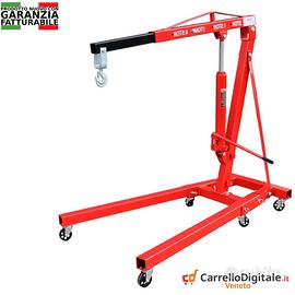 Gru idraulica Pieghevole 2T da officina – Rosso