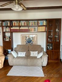 Mobile ponte libreria noce massello con vetrinetta