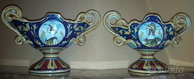 COPPIA Ceramica Gualdo Centrotavola  Lustro a Mano