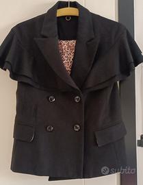 Giacca lana nera donna a mezze maniche 