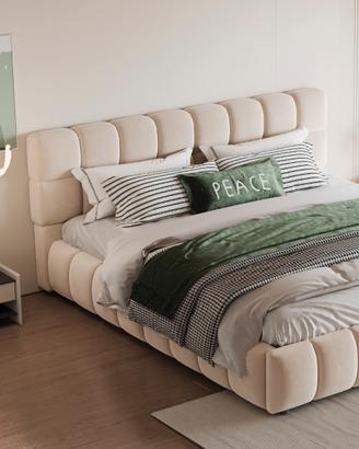 Letto matrimoniale cloud imbott e contenit 140x190