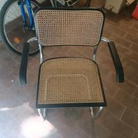 Sedia anni 60 con braccioli paglia di Vienna 