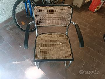 Sedia anni 60 con braccioli paglia di Vienna 
