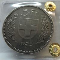 SVIZZERA 1923 - 5 FRANCHI Ag - GRANDE MODULO - SPL