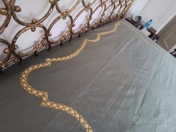 copriletto letto a 2 piazze in raso verde oliva
