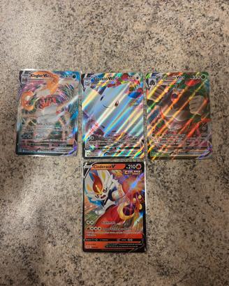 Set 4 carte pokmeon V e V max ita originali