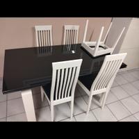 tavolo cristallo  +6 sedie legno e cuoiCalligaris 