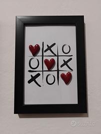 Quadretto Decorativo Gioco del Tris Love 3D