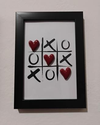 Quadretto Decorativo Gioco del Tris Love 3D