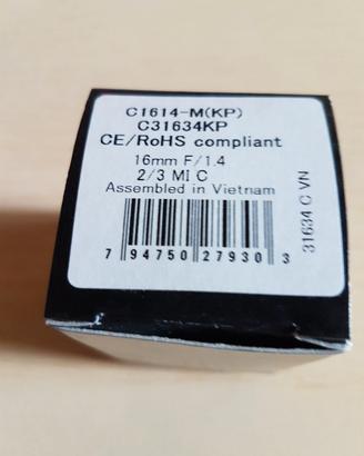 Obiettivo PENTAX C1614-M (KP) F 1/4 16,0 mm C-Moun