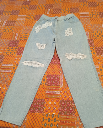 Jeans vintage ANDREA DAVIDcon toppe con lustrini