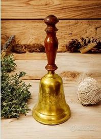 Campanello da tavolo in legno e ottone - Collezionismo In vendita