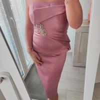 Abito tubino longuette rosa tg42
