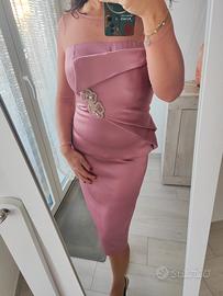 Abito tubino longuette rosa tg42