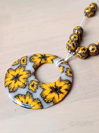 Bracciale e Collana Fimo con Fiori Gialli 