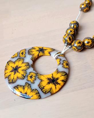 Bracciale e Collana Fimo con Fiori Gialli 