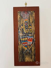 Quadro in teak e piastrella
