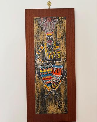 Quadro in teak e piastrella