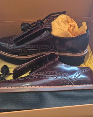 Stringate TOD'S t39.5 in pelle colore bordeau