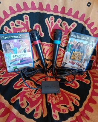Coppia microfoni singstar ps2 PS3 + 2 giochi sings