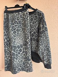 Completo felpa gonna animalier grigio Motel Tg. S