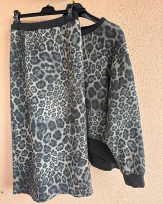 Completo felpa gonna animalier grigio Motel Tg. S