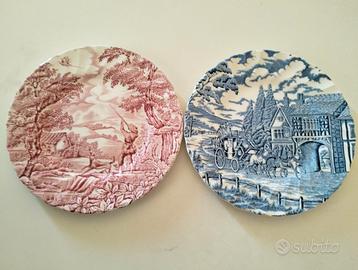 DUE ANTICHI PIATTI INGLESI   IN CERAMICA