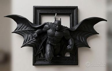 Quadretto Batman 3D Parete Scultura Nera 25x15 cm