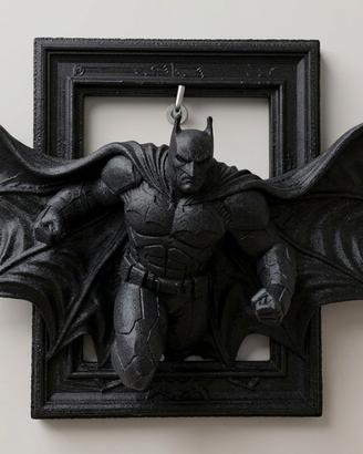 Quadretto Batman 3D Parete Scultura Nera 25x15 cm