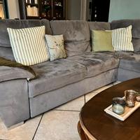 Divano letto angolare con pouf contenitore