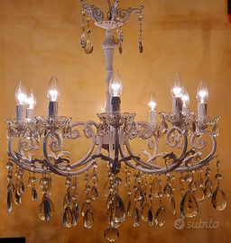 Lampadario 10 luci con gocce di cristallo