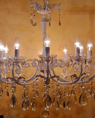 Lampadario 10 luci con gocce di cristallo