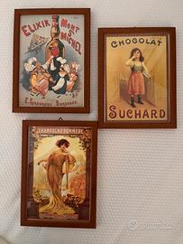 Lotto 3 quadretti pubblicitari vintage francia