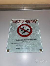 VIETATO FUMARE INSEGNA IN VETRO TEMPERATO