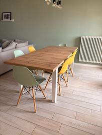 Tavolo Moderno Effetto Rovere e Bianco