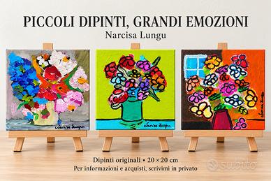 TRIS DIPINTI 20x20 cm con AUTENTICITÀ