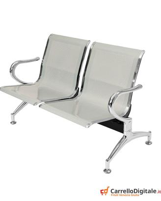Panca per sala attesa 2 posti in acciaio Silver