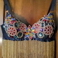 Reggiseno con perline e cristalli acrilici