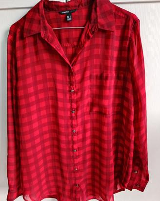 Camicia Mango rossa a quadri - Tessuto velato tra