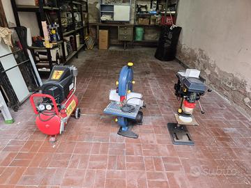 Lotto 3 Macchinari: Compressore, Sega e Trapano