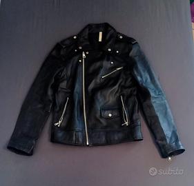 Zara Man Black Faux Leather Biker/Moto Jacket (Siz