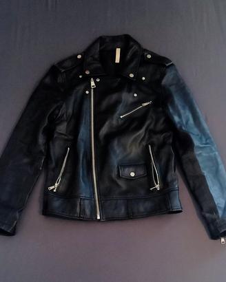 Zara Man Black Faux Leather Biker/Moto Jacket (Siz