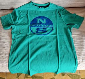 T-shirt North Sails uomo L verde logo grande