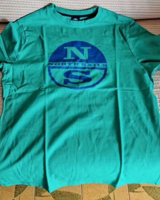 T-shirt North Sails uomo L verde logo grande