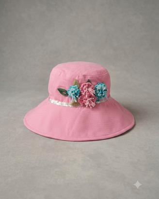cappello di cotone rosa con pailettes